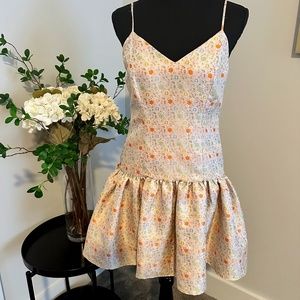 Caroline Constas Mini A Line Nina Dress NWT! Small, Metallic